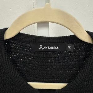 Anrabess Black‎ Knit Cardigan Sweater Gold Crest Button Front Pocket Size Medium thumbnail 7