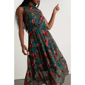 NWT Lulus In My Dreams Teal Multi Floral Print Midi Dress Cruise Resort Size XL thumbnail 7