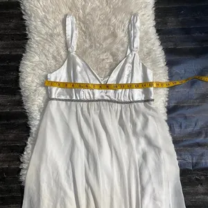 White Ivory Dress Empire Waist Rhinestone Handkerchief Hem Fairycore Whimsical thumbnail 7