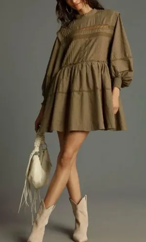 Anthropologie Pilcro Mock-Neck Swing Mini Dress, Size M thumbnail 1