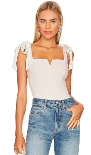 Free People Lola Bodysuit in White thumbnail 1