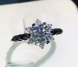18K White Gold Plated Adjustable Snowflake 1.5 CT CZ Diamond Wedding Ring thumbnail 1