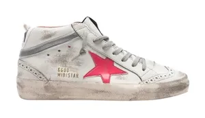 Golden Goose Mid Star Sneakers White Pink Patent Star Mid Top Size 7/37 Preppy thumbnail 1