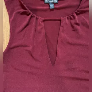 Express halter style fitted top. Burgundy in color. thumbnail 3