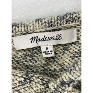 Madewell Knit Button Gray Cream Tank Top Cropped ribbed bottom Woman's‎ Sz S thumbnail 2