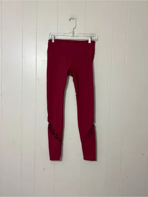 Alo Yoga Entwine High Rise Leggings Red Criss Cross Cutout Size Small S thumbnail 3