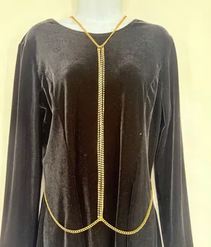 Gold Tone Rhinestone Harness Body Chain Necklace Y2K Glam Draped Festival Club thumbnail 1