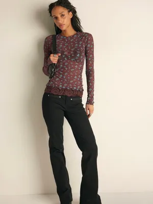 NWT Free People Midnight Spark Layering Top in Brown Combo thumbnail 2