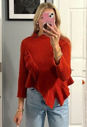 Anthropologie Knitted & Knotted Red Wool Blend Sweater thumbnail 1