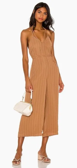 NWT!! HOUSE OF HARLOW 1960 x Revolve‎ Paolo Jumpsuit Tawny Brown Festival Large thumbnail 1