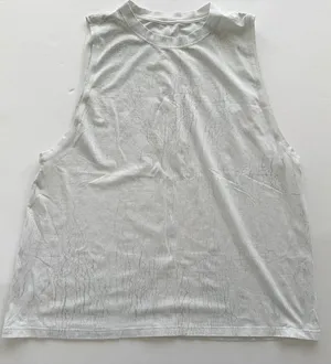 Lululemon All Yours Muscle Tank Top White Grey Crackle Print Size 12 Cotton thumbnail 1