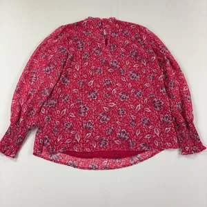 Joie Blouse Womens Medium Pink Floral Mock Neck Long Sleeve Chiffon Lined Top thumbnail 2