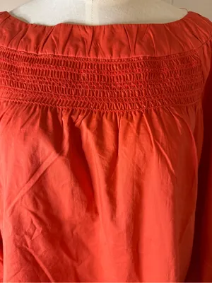 Maeve Anthropologie Women's Smocked Yoke Long-Sleeve Top - Orange Sz S thumbnail 3