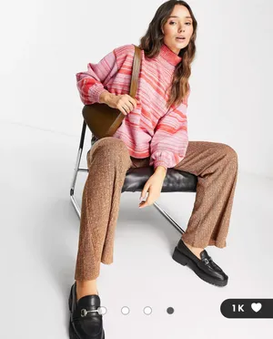ASOS NWT DESIGN pink oversized sweater with roll neck in space dye yarn thumbnail 3