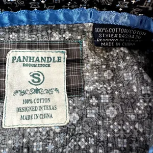 Panhandle Rough Stock Bluse Cape Coral Button Down Pearl Snap Geometric Blue S thumbnail 4