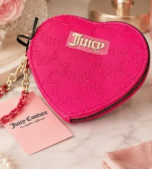 Juicy Couture Can’t Tame Her Pink Heart Embossed Zip Wristlet NWT thumbnail 1