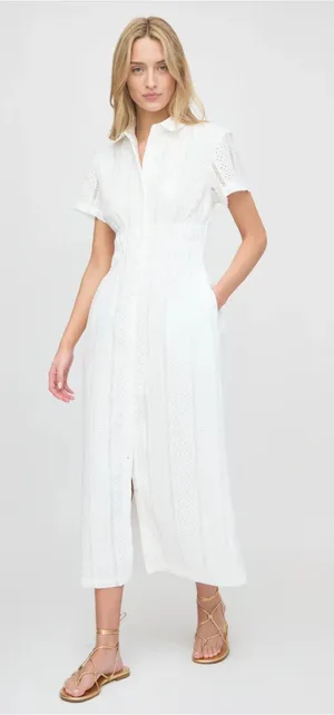 Hill House The Jamie Nap Dress in White Broderie Voile XS thumbnail 1