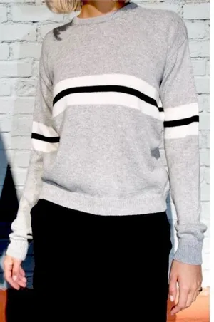 Gray and White Stripe Sweater thumbnail 5