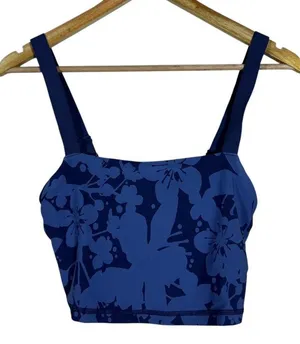 OFFLINE by Aerie Real Me Recharge Floral Sports Bra Blue Yoga Crop Top Size M thumbnail 1