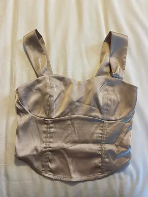 Cider Cream Satin Corset Top thumbnail 2