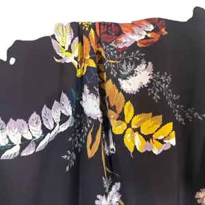 Madewell Black Floral Wrap Style V-Neck Long Sleeve Tie Waist Blouse Women Sz L thumbnail 10
