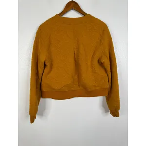 Anthropologie Saturday Sunday Mustard Yellow Paisley Quilted Bomber Jacket L thumbnail 2