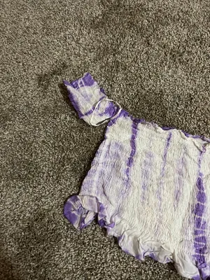 Kiwi & Punch Purple And White Top Womans Small New thumbnail 2