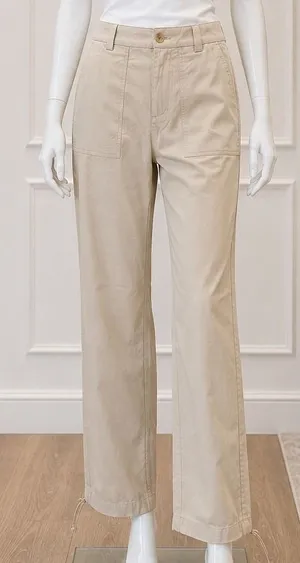 Banana Republic Womens Straight Pant Mid-Rise Twill Beige 8 thumbnail 1