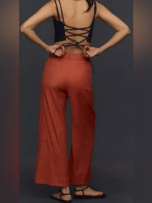 Anthropologie Maeve The Ettie High-Rise Crop Wide-Leg Pants: Linen Edition 28 thumbnail 4