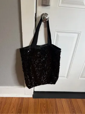 Victoria's Secret Black Sequin Tote Bag thumbnail 2