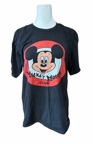 Disney Black Mickey Mouse Club Graphic Tee with Red Logo thumbnail 1