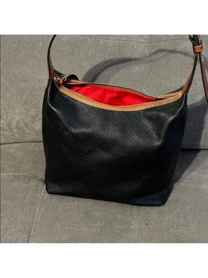 Dooney & Bourke Black Shoulder Hobo with Brown Trim and Tassel thumbnail 5