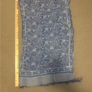 Blue Floral Scarf with Fringe thumbnail 2