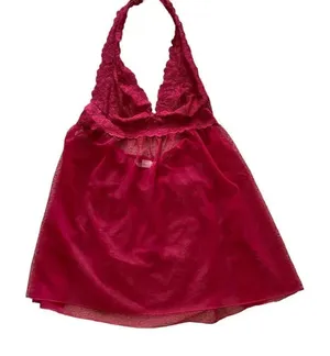 Victoria’s Secret Red Embroidered Adjustable Halter babydoll SZ S # 1611 thumbnail 1