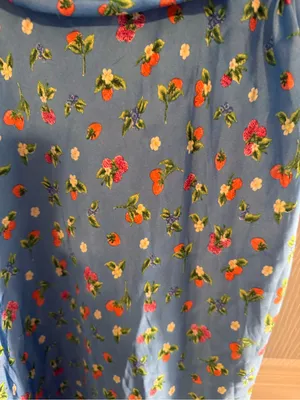 Zara Satin Blue Floral Short Puff-Sleeve Mini Dress thumbnail 5
