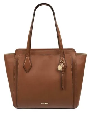 Nine West Cognac 3 compartment Tote with Charm Accent NWOT thumbnail 2