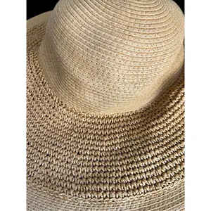 J Crew Wide Brim Sun Hat Womens‎ One Size Light Toast Packable Floppy Beach Wear thumbnail 4