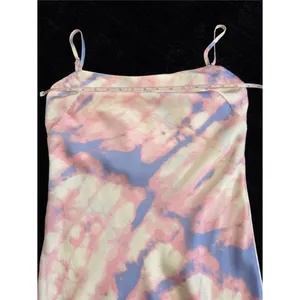 SNDYS Pastel Tie Dye Slip Maxi Dress Pink Blue Satin Feel Small thumbnail 6