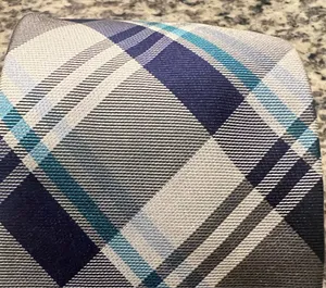 Express Men’s tie Blue & White Checkered NWOT. Business Party Holiday. thumbnail 6