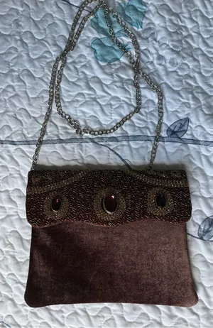 Brown y2k-inspired bejeweled purse thumbnail 1