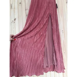 NWT Lulus Desme Rose Pink Satin Plisse Strapless Maxi Dress Holiday Party Size M thumbnail 5