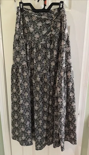 Promesa Boho Tiered Maxi Skirt Floral Women's Size L Split‎ Elastic Waist Hippie thumbnail 1
