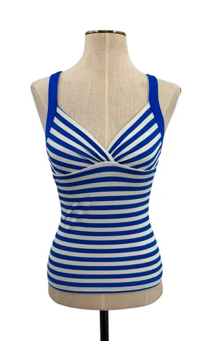 Boden Talamanca Striped Tankini Top Blue White‎ Twist Front UK 6 US 2 thumbnail 1