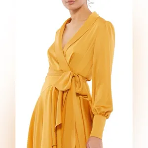 Mac Duggal 70135 Bishop Sleeve Wrap Dress‎ - Size 4 - Marigold - NWT thumbnail 2