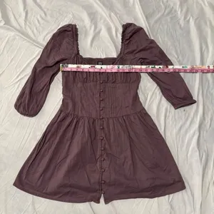 BDG Urban Outfitters Mauve Brown Puff Sleeve Button Front Mini Dress Size Small thumbnail 4