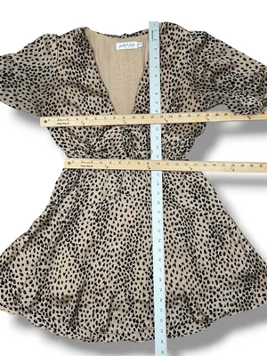 Petal & Pup‎ Eisley Leopard Print Satin Tie Front Mini Dress Tan Black 6 thumbnail 14