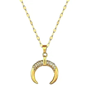 Boutique NEW Crescent Moon Pendant Necklace | 14k Gold Over‎ Sterling thumbnail 2
