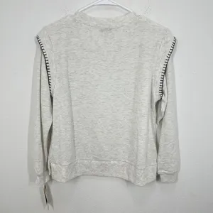 Democracy Womens Sweatshirt‎ Cream Stitch Detail Pullover Top Size S NWT Soft thumbnail 9