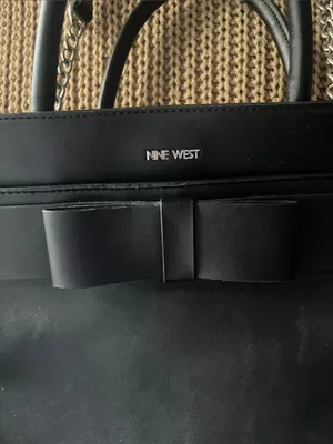 Nine West Black Satchel with Bow Detail thumbnail 7