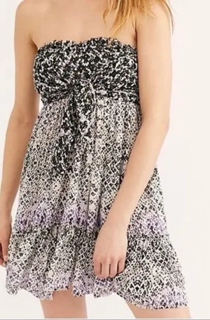 FP One Free People Women’s Bali Nights Strapless Mini Dress Raw Hem Size S thumbnail 1